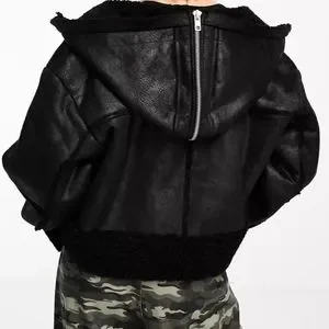 Collusion Jackets Coats Collusion Faux Suede Aviator Jacket